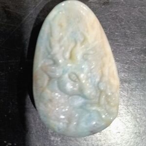 Carved Trolleite Deer (1) - Light Blue / White